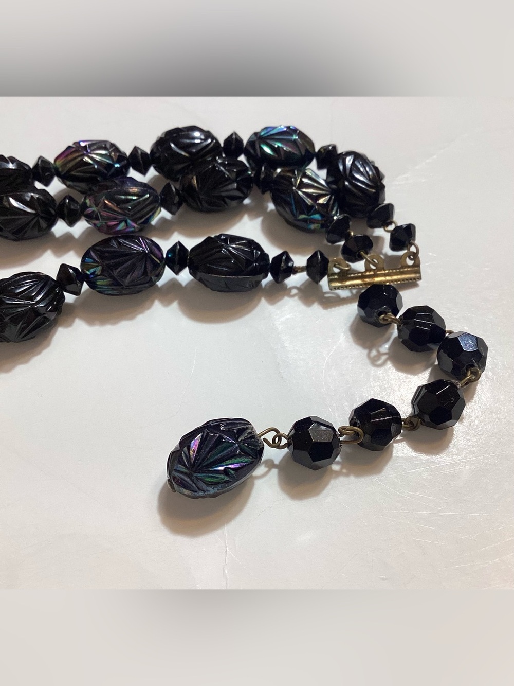 1950s Vtg Austria Made AB Lucite Statement Necklace - Picture 8 of 11